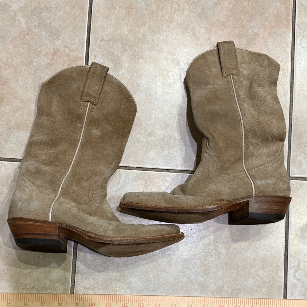 Dr Adams classic cowboy pull on Tan Heeled Boots real leather - Picture 5 of 12